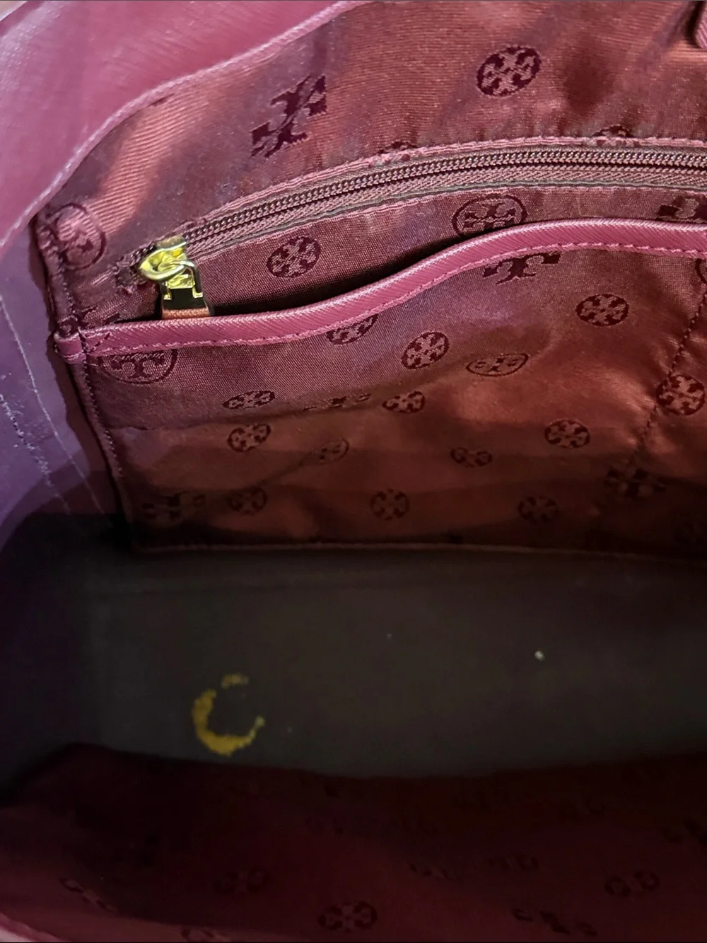 Tory Burch Burgundy Leather Double-Handle Tote